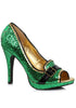 4 Heel Green Glitter  Peep-Toe Pump.