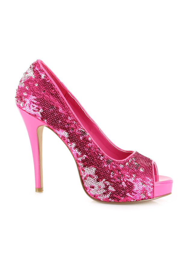 4 HEEL OPEN TOE GLITTER PUMPS