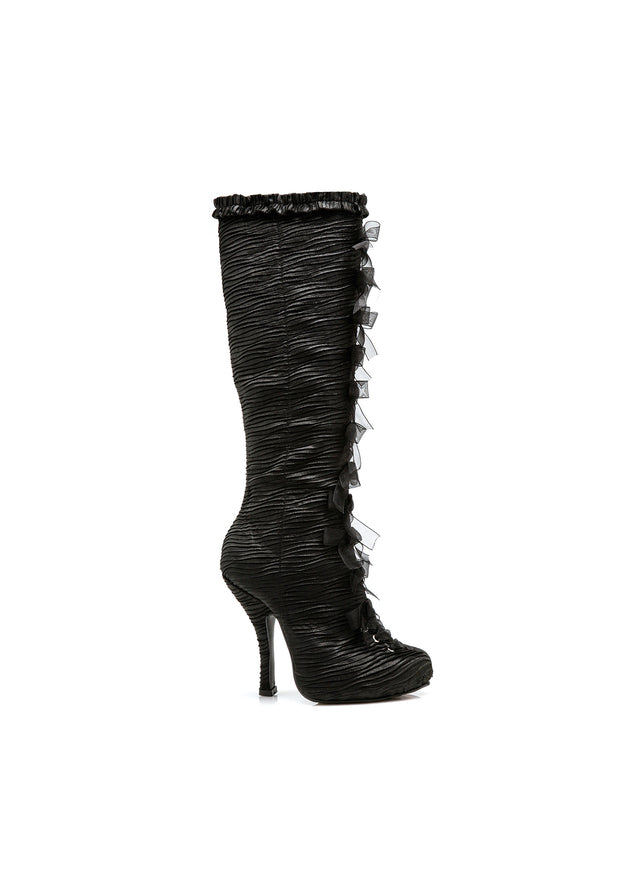 4 Heel Satin Knee Boots With Innerzip.