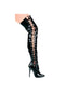 5 Heel Thigh High Stretch Boot W/Side Laces.