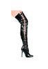 5 Heel Thigh High Stretch Boot W/Side Laces.