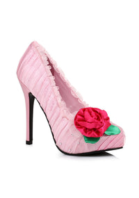 5 Satin Pump With Flower And Rhinestone Decor. Women