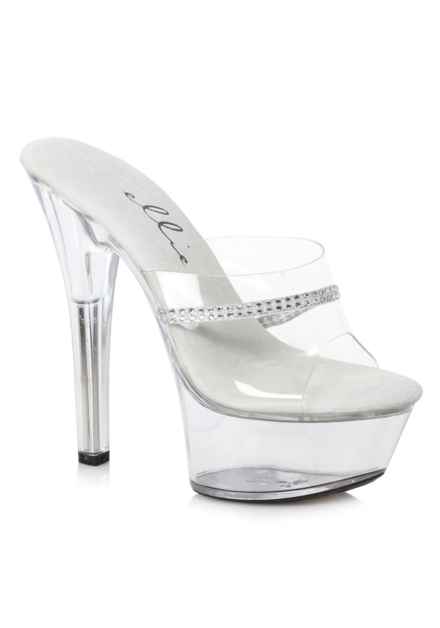 6 Heel Clear Rhinestone Mule.