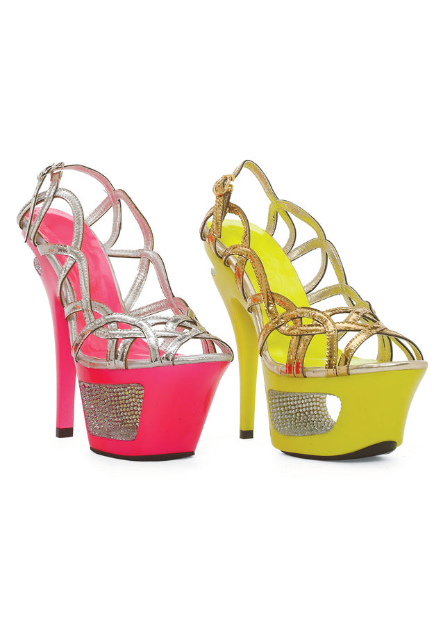 6 Neon Cut Out Heel With Rhinestone