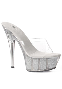 6 Pointed Stiletto Mule W/Glitter In Platform.