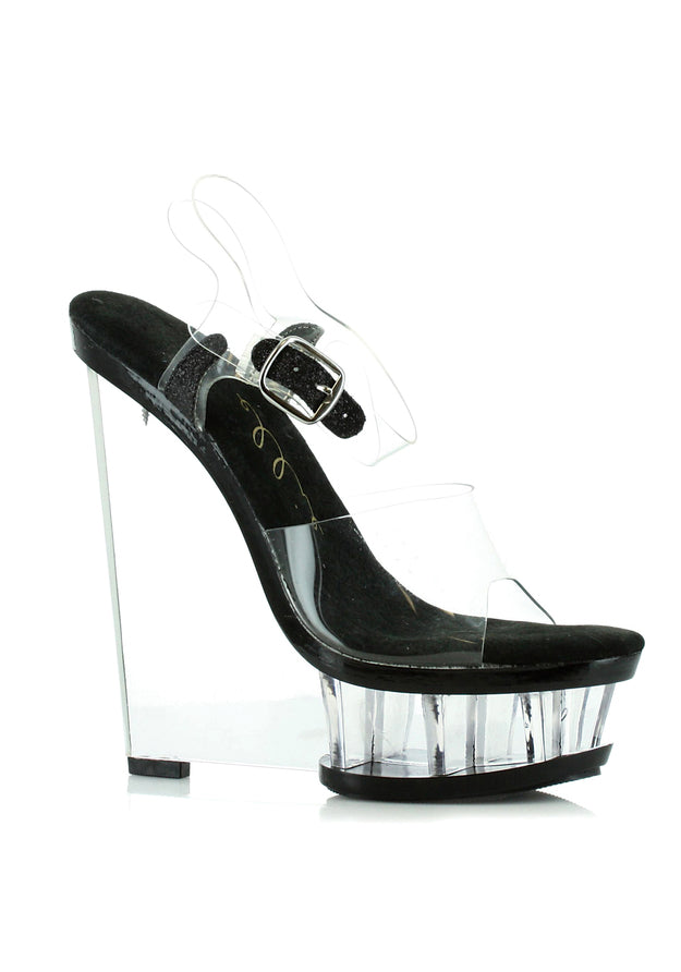 6 Clear Wedge Sandal With Ankle Strap