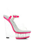 6 Clear And Neon Wedge With Ankle Strap