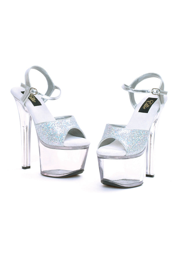 7 Heel Silver Glitter Sandal