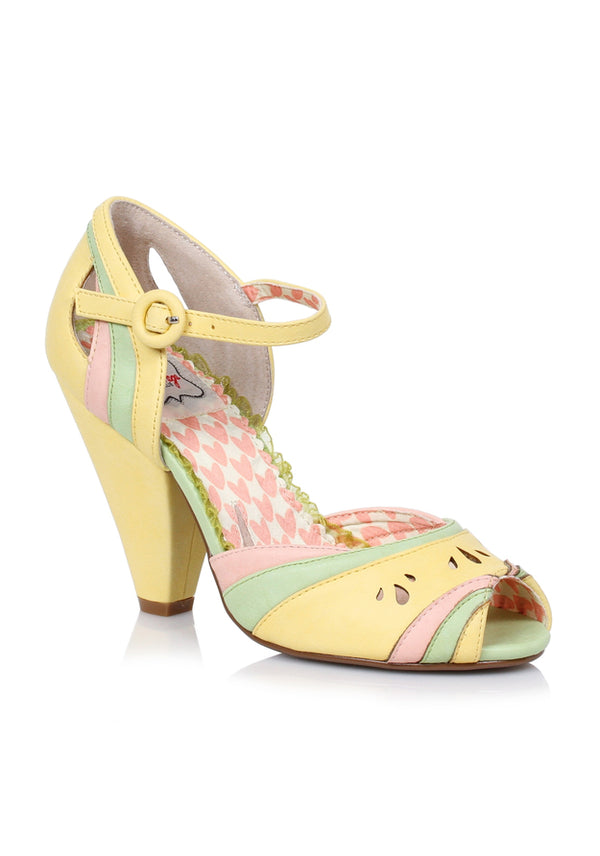 4 Color Block Retro Open Toe Heel