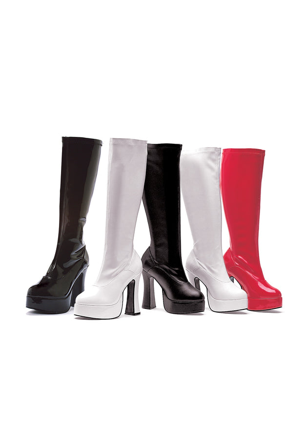 5 Heel Stretch Knee Boots. W/Inner Zipper.