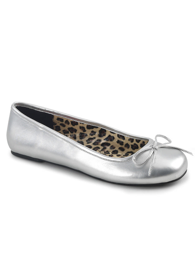 Ballet Flat W/ Bow Accent. Silver