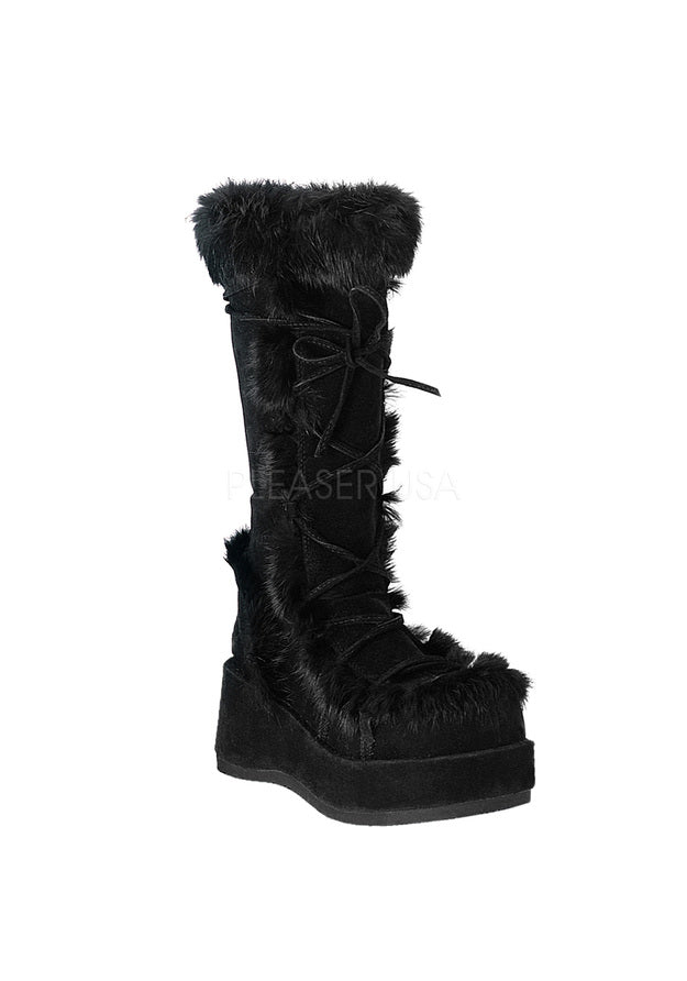 **2 3/4 Goth Gogo Imitation Suede-Fur Knee Boot