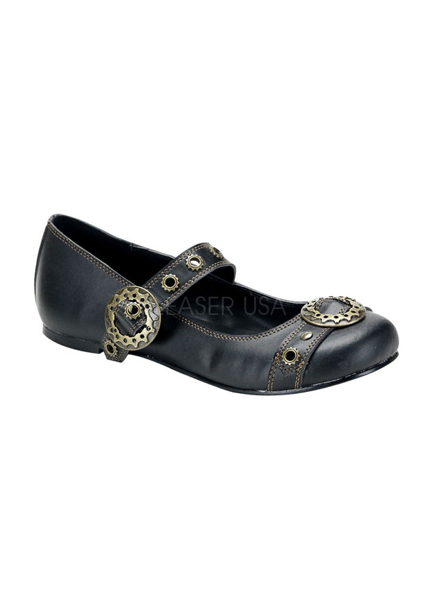 Steampunk Goth Punk Ballet Flat MJ W/ Gear Buckle
