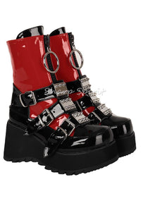 Red & Black Rave Gothic Platform Womens Shoes