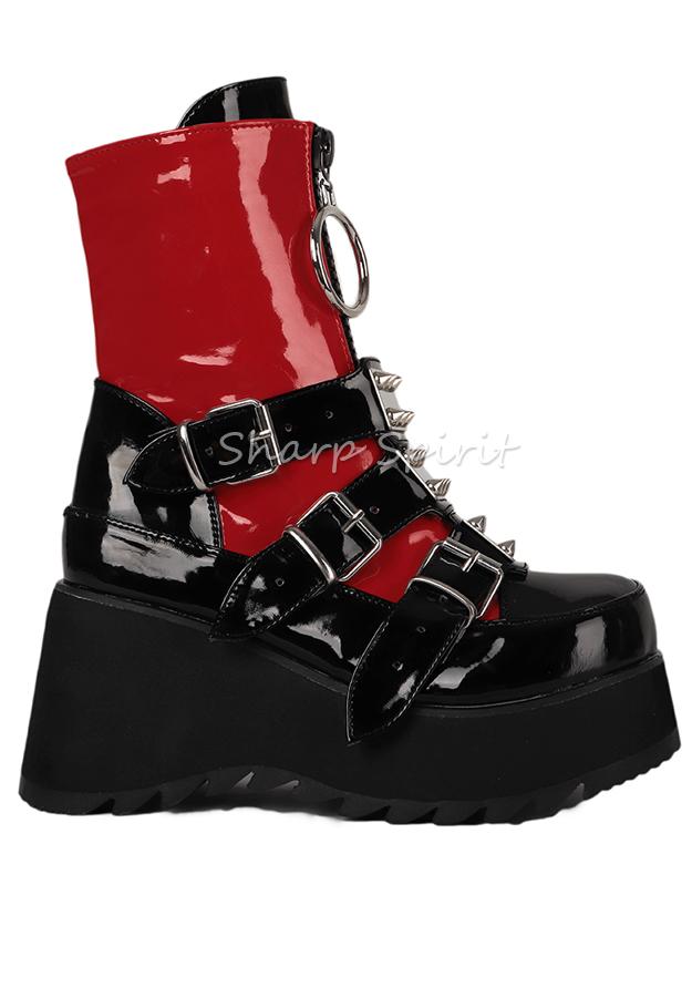 Red & Black Rave Gothic Platform Womens Shoes