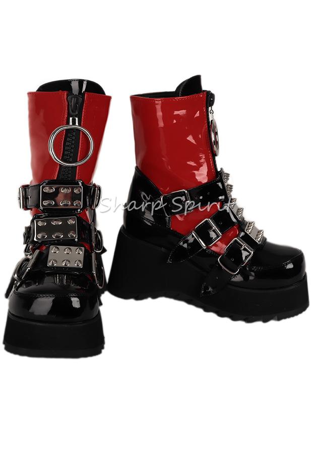 Red & Black Rave Gothic Platform Womens Shoes