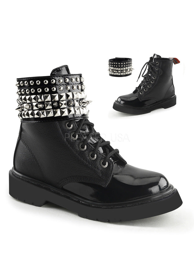 Womens 8 Eyelet Ankle High Combat Boots w Spikes