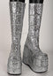 Silver Glitter Platform Patchwork Frankenstein Unisex Boots