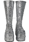 Silver Glitter Platform Patchwork Frankenstein Unisex Boots