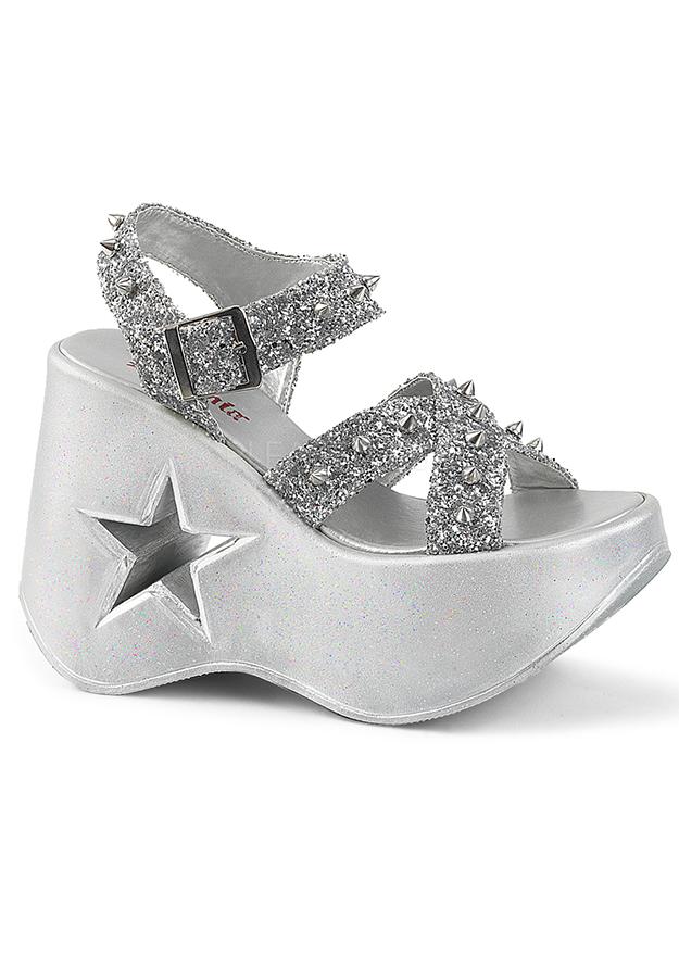 Silver Glitter Rave Platform Sandals