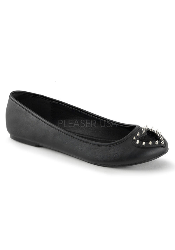 **Round Toe Flat w/Fury Heart Cutout & Spikes Detail