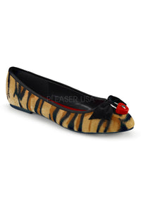 **Tiger Print Flat w/Bow & Padlock Detail