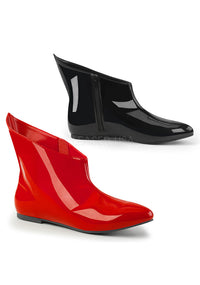 **Pointed Toe Dual Colored Flat Villain Ankle Boot