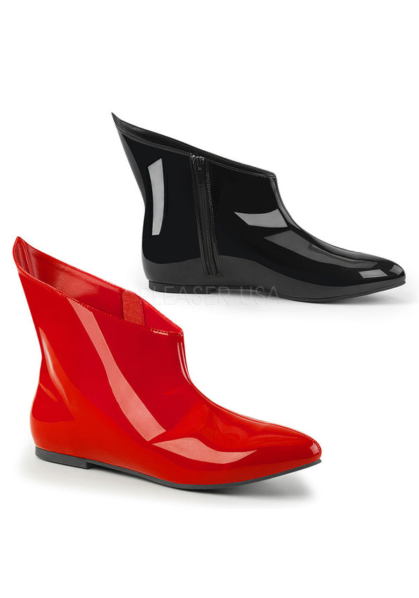 **Pointed Toe Dual Colored Flat Villain Ankle Boot