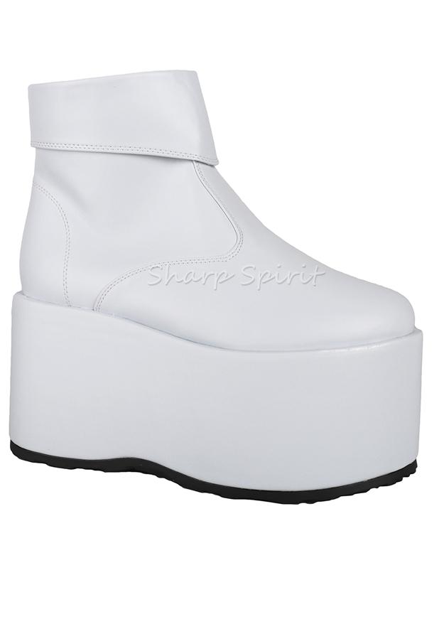 White Cosplay Disco Saturday Night Fever Cyber Gothic Mens Boots