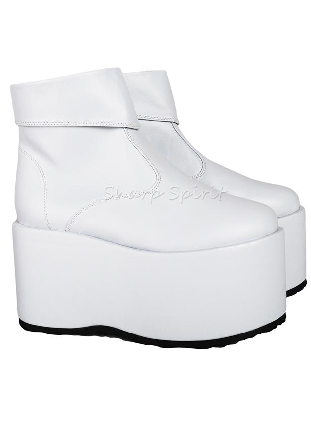 White Cosplay Disco Saturday Night Fever Cyber Gothic Mens Boots